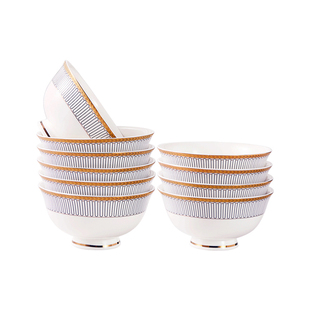 碗10个装 家用骨瓷米饭碗4.5英寸小号面碗防烫汤碗简约碗具套装