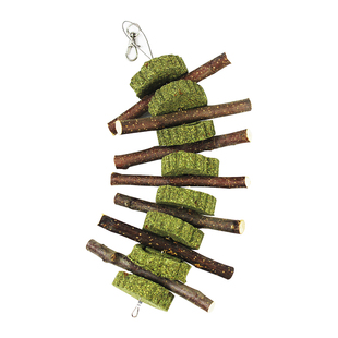 苹果枝草饼串 苹果木串 兔子龙猫荷兰猪豚鼠磨牙咬木串草饼玩具