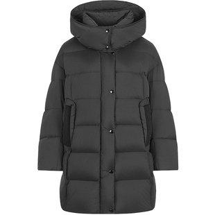 衣香丽影黑色连帽羽绒服女士中长款2025冬装新款高充绒量90绒外套