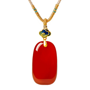 宫里上新红玛瑙项链女无事牌红宝石吊坠生日三八妇女节礼物送妈妈