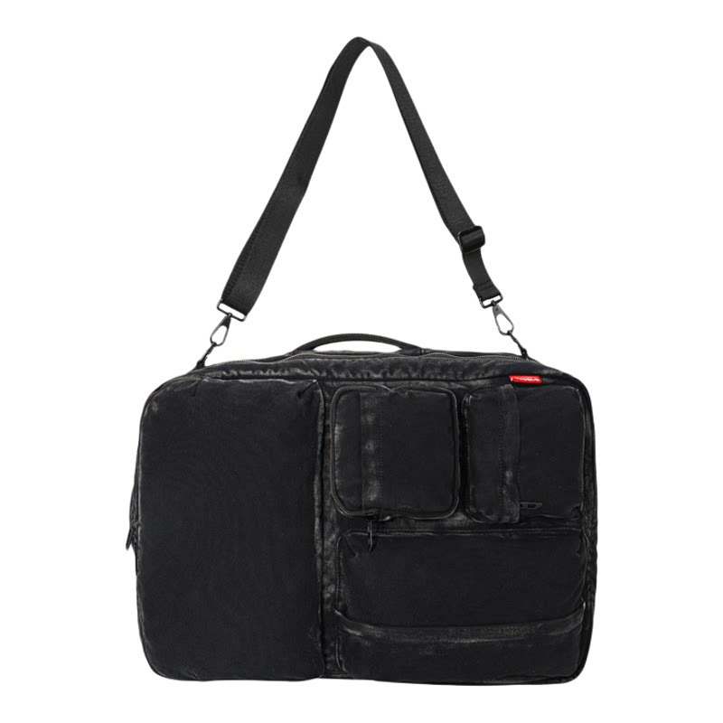 DIESEL迪赛复古户外单双肩包男士黑色多口袋大容量多功能电脑背包