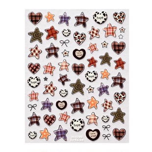 茉季格子布星星爱心烫银美甲贴纸防水指甲贴装饰贴花饰品M1293