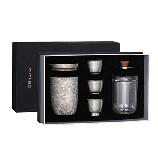 器态纯钛高端快客杯旅行茶具套装随行泡茶壶钛杯隔热杯户外便携式