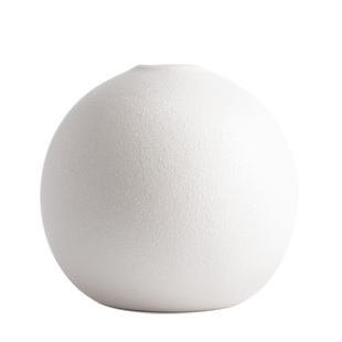 窄口圆形白色陶瓷花瓶小口径迷你桌上高级感日式插花侘寂禅意花器