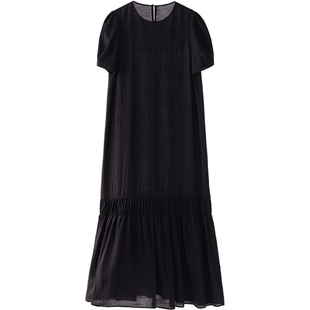 连衣裙短袖设计感女装春夏秋新款长款超好看海边度假高级气质黑色