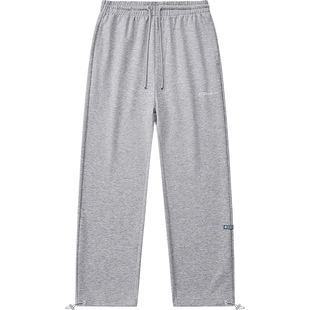 准者运动长裤男士休闲运动裤抽绳裤子束脚宽松直筒裤灰色美式卫裤