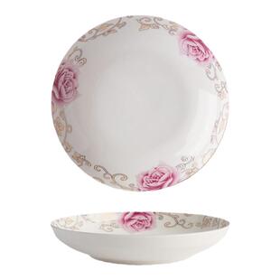 民生逐鹿家用陶瓷菜盘子碟子金边宫廷玫瑰碗碟餐具套装盘子大鱼盘