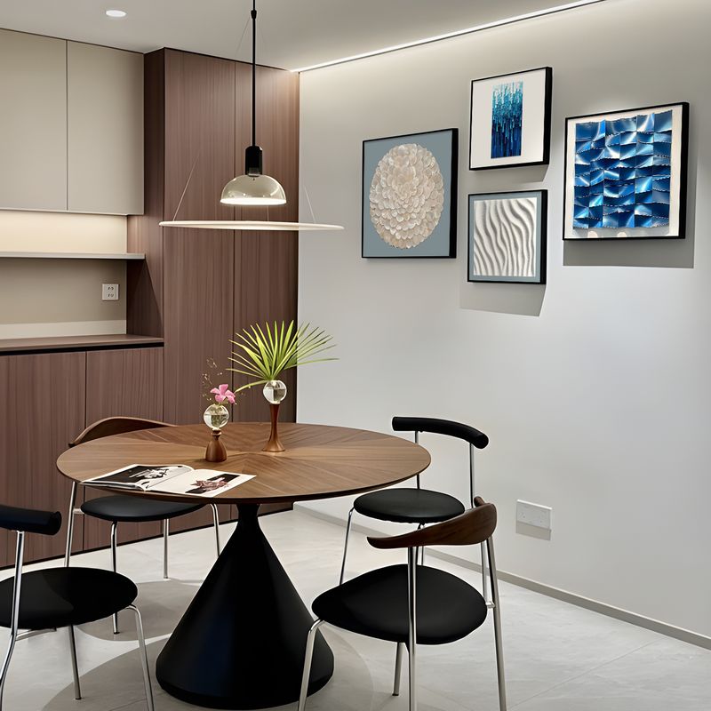 轻奢简约艺术餐厅背景墙挂画高级入户贝壳玄关壁画方形客厅装饰画