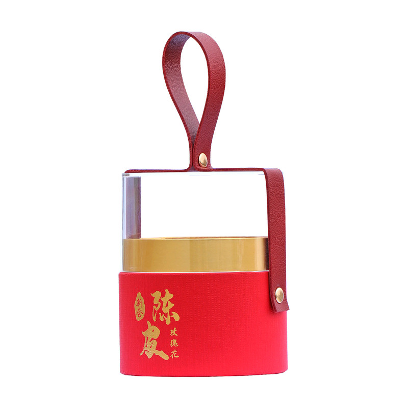 花半里陈皮玫瑰花手提圆筒包装盒