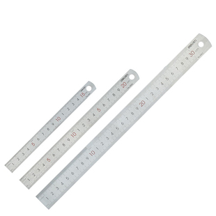 得力金属钢直尺15/20/30cm厘米小钢尺加厚长学生用测量文具不锈钢尺子高精度钢板尺加厚多功能刚板尺文具套装