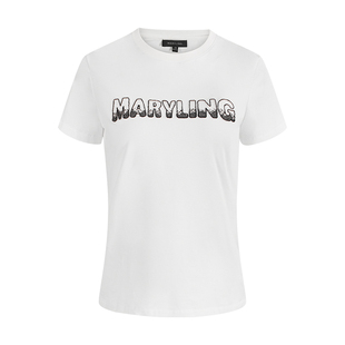 MARYLING玛俪琳2026初夏新品黑白水墨字母logo印花T恤A1GCW22040