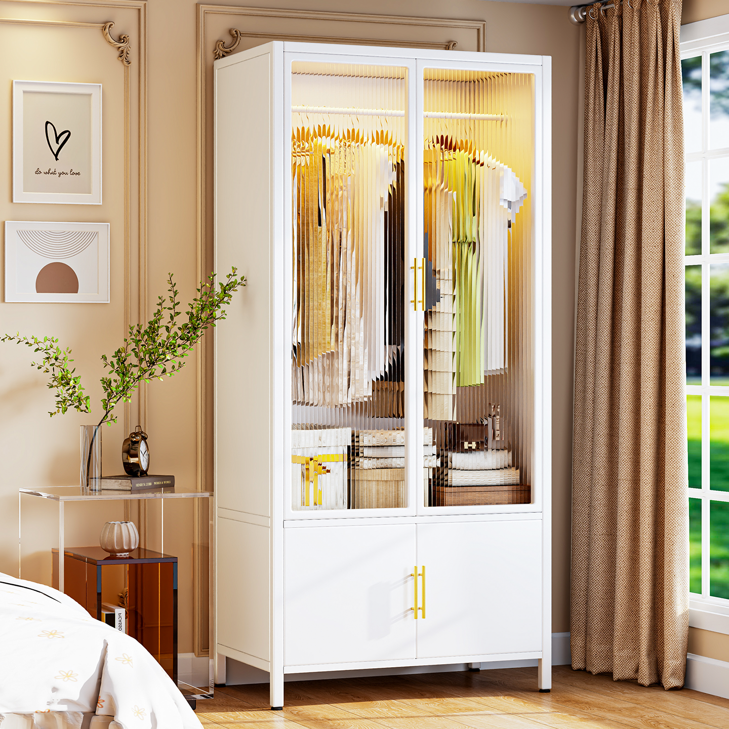 钢制衣柜卧室家用出租房金属铁艺收纳柜子宝宝衣橱儿童简易衣柜