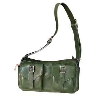 本初与象原创新款马鞍包头层牛皮知识分子风法棍斜挎包机车港风