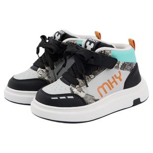 Disney迪士尼儿童鞋冬季加绒二棉鞋男童高帮板鞋2025新款运动鞋子