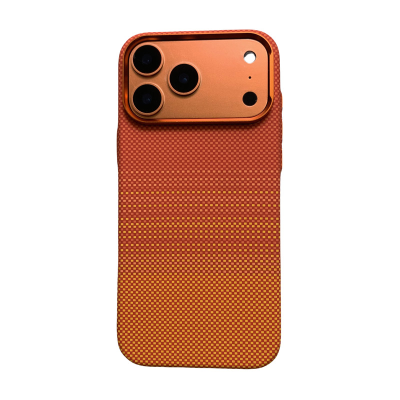 仿碳纤维纹理凯夫拉纹橙色风暴条纹适用iPhone17promax手机壳磁吸苹果17pro硬壳INS保护壳新款轻奢商务潮男女