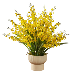 高品质仿真花跳舞兰大盆栽前台装饰花艺假花摆件客厅绢花摆设花卉