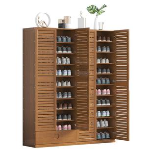 高鞋柜多层家用玄关柜门口鞋架大容量省空间阳台实木质楠竹储物柜