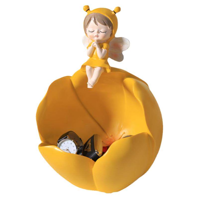 花仙子入门玄关钥匙收纳摆件树脂工艺品客厅家居装饰轻奢收纳盒