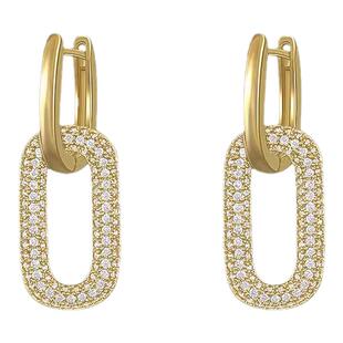 高贵大牌耳环锁扣链条耳扣s925纯银回形针耳饰朋克冷淡风新款耳坠