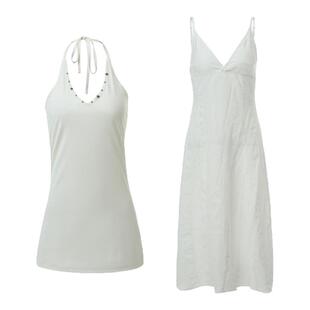 SoloForTwo 灵动廓形连衣裙 两件套 肌理感白色度假挂脖吊带长裙