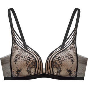 朱珠同款|曼妮芬舒适长三角无钢圈聚拢文胸性感蕾丝女士内衣