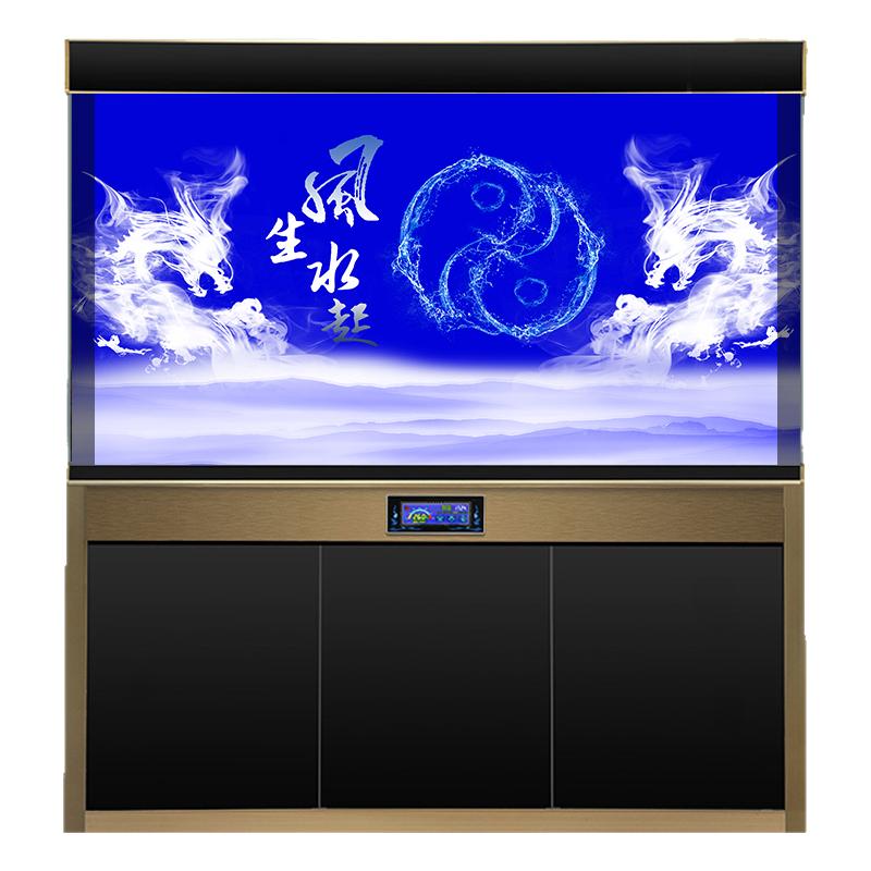 鱼缸背景贴纸背景图高清鱼缸壁纸风生水起造景画自粘单面静电贴画