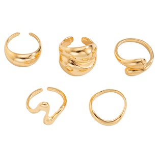 欧美跨境ins风金属光面水滴抱抱戒指女个性设计感开口指环Rings