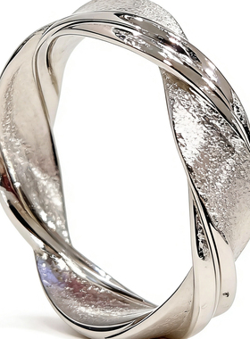 莫比乌斯银色拉丝戒指轻奢女极简