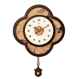 法式中古风挂钟客厅新中式高级感时钟挂墙钟表轻奢复古家用免打孔