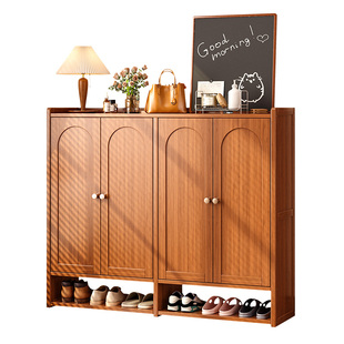 鞋柜家用门口楠竹带门鞋柜入户玄关收纳柜一体靠墙大容量鞋架多层