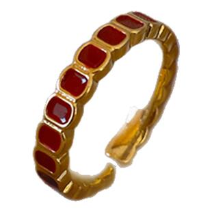 安可拉红色开口戒指女小众设计食指指环轻奢高级感2025年新款爆款