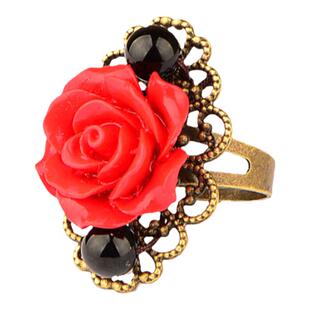 新中式国风戒指个性小众花朵食指戒可调节民族风指环手饰品配饰