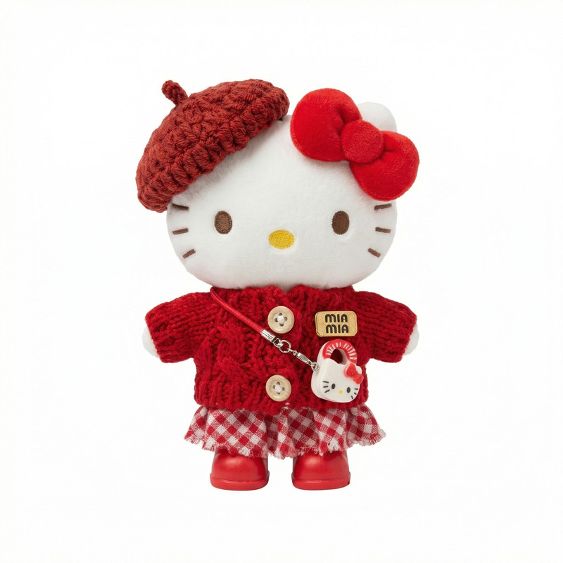 日本BOOKOFF新年红纽扣hellokitty挂件凯蒂猫玩偶包挂钥匙扣礼物