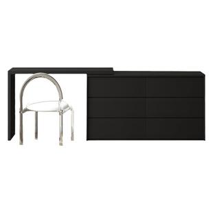 黑色梳妆台斗柜一体卧室现代简约高级感化妆柜床尾柜实木化妆桌子