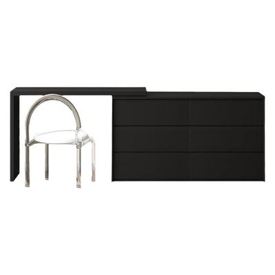 黑色梳妆台斗柜一体实木化妆桌子