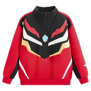奥特曼安踏儿童卫衣男童套头红色2026年新款亲肤儿童运动宝宝卫衣