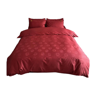 龙凤来仪中式婚庆100S全棉提花四六件套纯棉红色喜庆床单被套床品