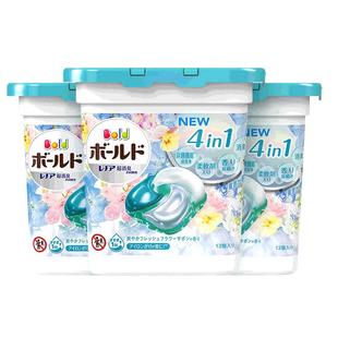 宝洁P&G BOLD 4D洗衣凝珠 柔顺清洁 清新花香洗衣液11个/盒*3盒装