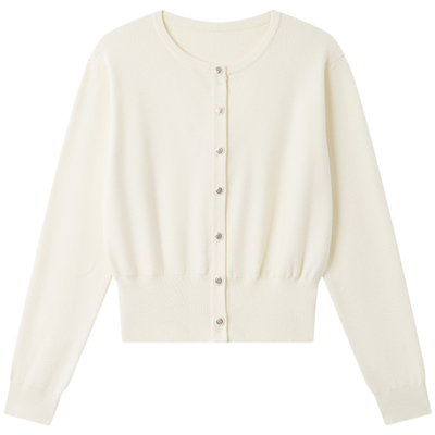 HaloLuu白色针织开衫设计感上衣