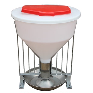 猪用粗桶猪料槽80公斤干料槽猪食槽自动不锈钢料槽育肥猪养殖设备