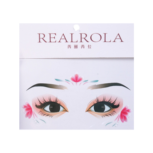 杰利舞台妆眼角贴花映日荷花别样红古风妆容花钿汉服化妆妆容贴面部额头眼角彩绘贴花花朵贴纸额头花瓣眉心贴