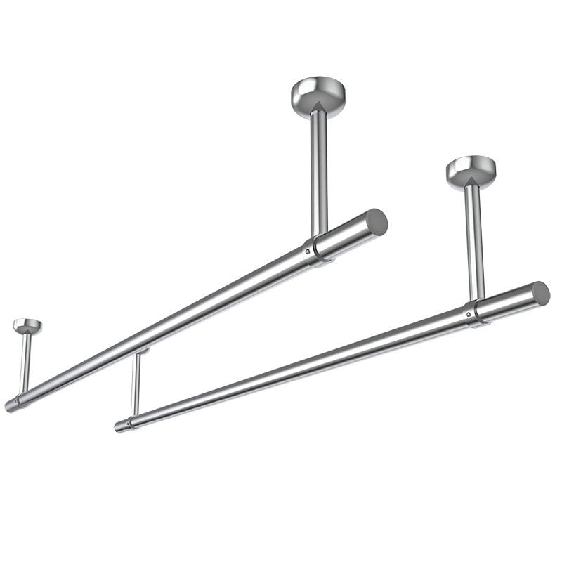 304不锈钢加厚晾衣杆阳台固定式一整根晾衣架阳台顶装悬吊挂衣杆