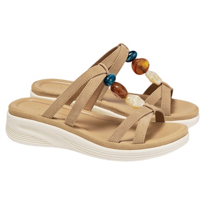 fed度假沙滩鞋夏季新款女鞋外出拖鞋真皮一字拖女款S0626-YAB656