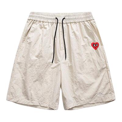 查尔斯桃心爱心刺绣短裤