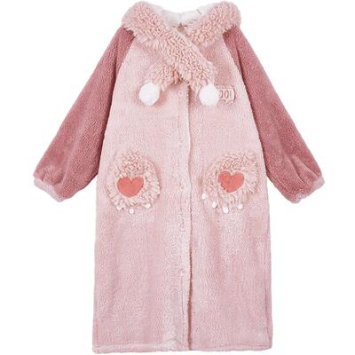 Gukoo/果壳冬款女士连帽睡袍