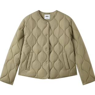 SPAO韩国同款25年冬季新品女轻薄内胆绗缝夹克棉服外套