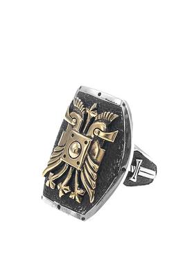 合金双盔盾牌美式戒指嘻哈摇滚