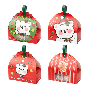 展艺圣诞礼盒糖果零食雪花酥牛轧糖包装新品创意手提纸袋烘焙礼袋