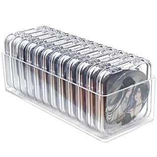 吧唧收纳盒透明亚克力周边徽章收纳防尘密封方形保护盒谷子展示架