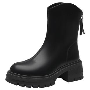 大东厚底短靴女2026新款秋冬季马丁靴超火切尔西靴小个子增高靴子